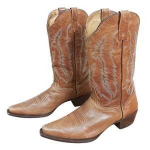 J.B. Dillon Women Western Boot Size 10.5 D Tan Goat Leather Cowboy Ranger Pullon